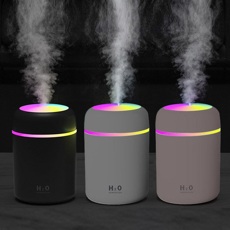 "Umidificador de Ar Colorido com Difusor de Óleos Essenciais, Nebulizador, Neblina Aromaterapia, Difusor de Aroma para Carro e Umidificador para Casa