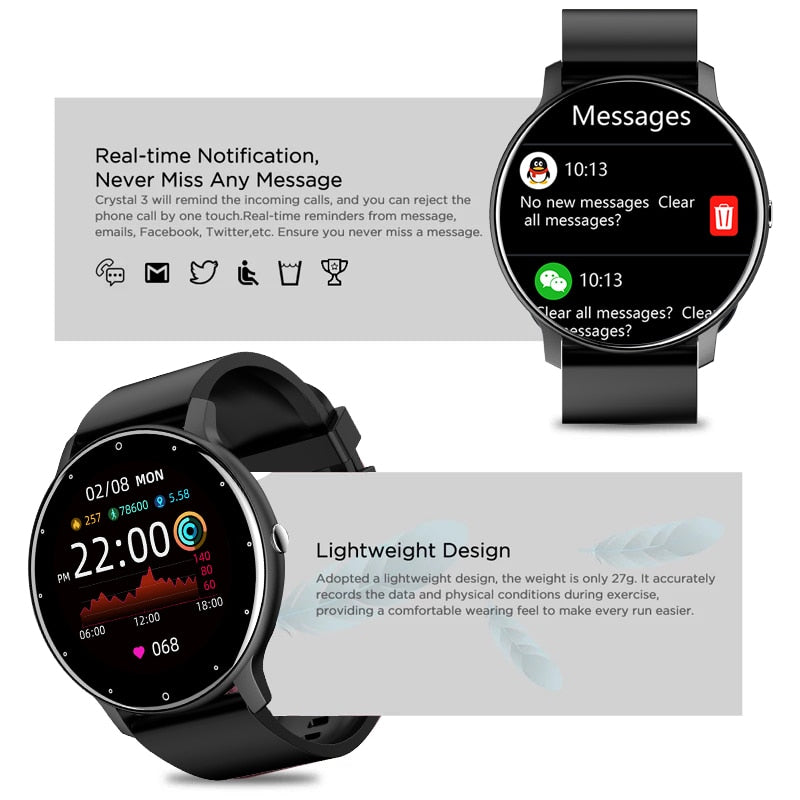 Smart Watch CanMixs novo de 2022, para mulheres e homens, esportivo, rastreador de fitness, monitor de sono e frequência cardíaca, à prova d'água, compatível com IOS e Android.